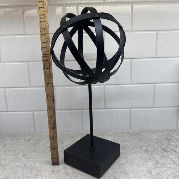 Black Metal Armillary Sphere –  Celestial Decor on Stand. 17” x 6 in” - Picture 2 of 7